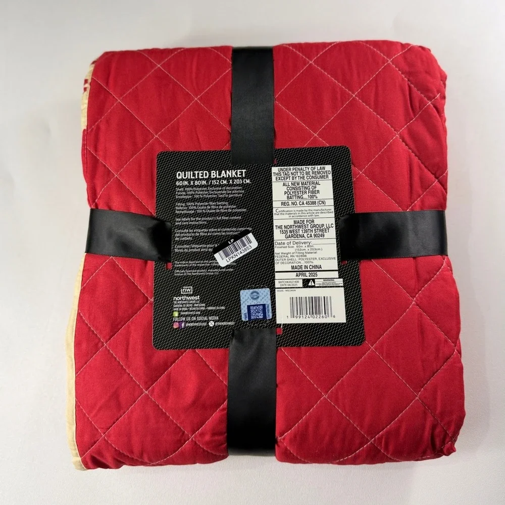 Northwest Wisconsin Badgers Quilted Blanket 60x80 University of Wisconsin NEW